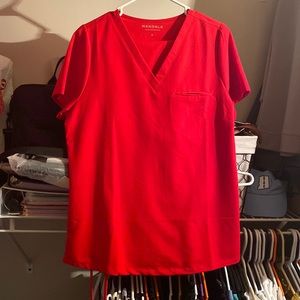 FIGS DUPE Mandala Scrubs cotton candy red top and bottom matching set